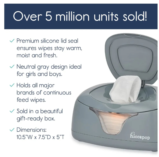 hiccapop Baby Wipe Warmer and Baby Wet Wipes Dispenser | Baby Wipes Warmer for Babies | Diaper Wipe Warmer with Changing Light
