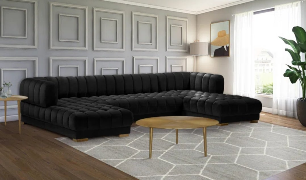 3 - Piece Velvet Sectional 2 colors to choose from