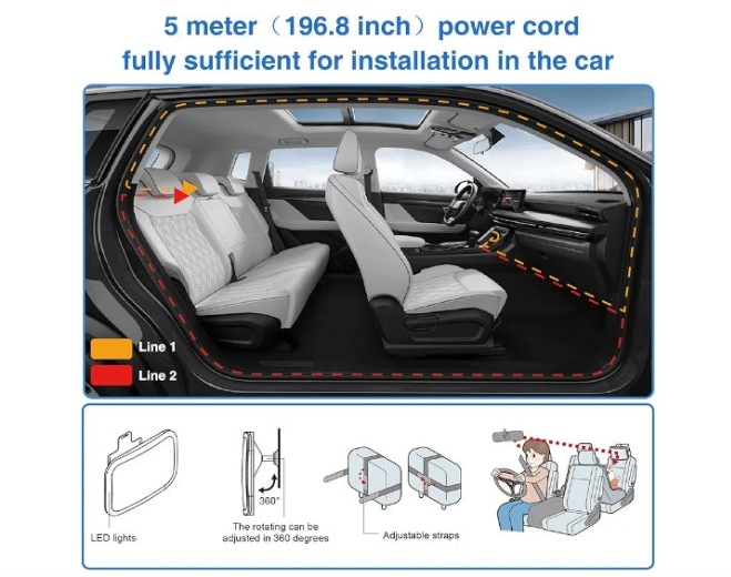 Smart Baby Car Mirror with Lights, Voice Control Safety Car Seat Mirror for Baby Rear Facing Infant with Wide Crystal Clear View, Shatterproof, Fully Assembled, Crash Tested and Certified