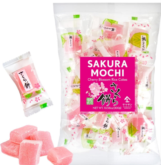 Japanese Sakura Mochi Candies, Real Traditional Cherry blossom Rice Cakes, 300g/10.58oz, Japanese Snacks, Japanese Candy, Individually Wrapped