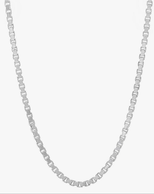 2.3mm Solid .925 Sterling Silver Square Box Chain Necklace