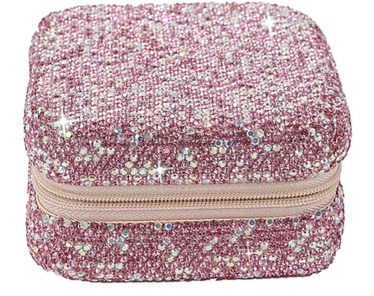 Bling Jewelry Organizer, Travel Jewelry Case Organizer Portable Small Jewelry Storage Box Shining Jewelry Holder