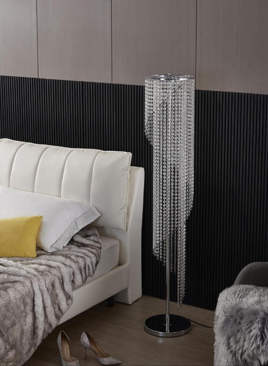 Silver Crystal Floor Lamp S Shape Chrome Finish