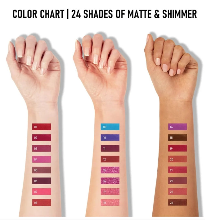 Colors Matte Velvety Liquid Lipstick Set,Waterproof Long Lasting Non-Stick Cup Liquid Lipgloss Beauty Cosmetics Makeup Kit