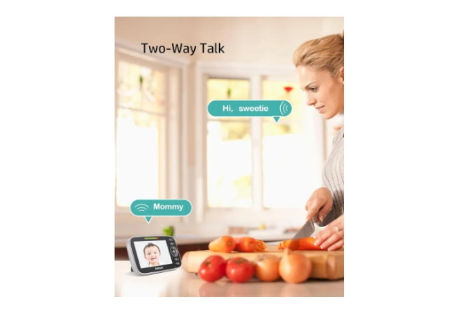 Baby Monitor, 4.3" Split Screen, 20 Hours Battery Life Baby Monitor with Camera and Audio|Remote PTZ, Two-Way Audio, Zoom, Night Vision, Lullabies, 960ft Long Range (Open Space)