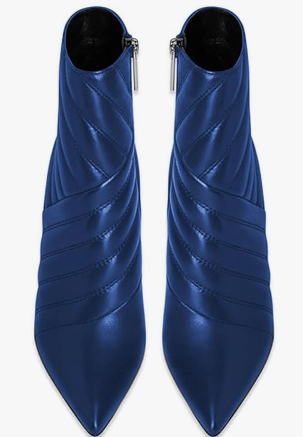 Pointed Toe Crystal Chunky Block High Heel Ankle Boots Glossy Side Zipper