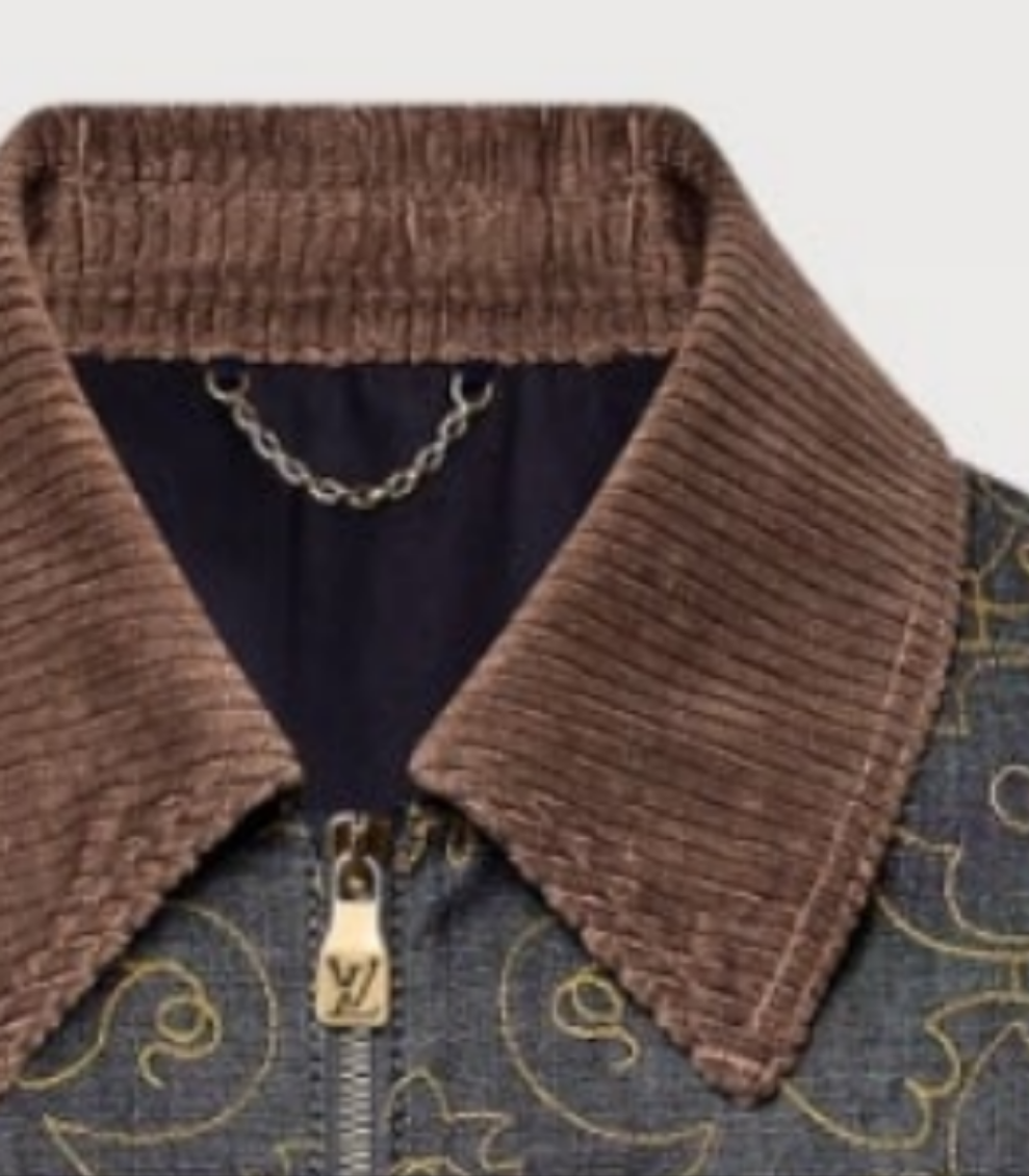 Louis Vuitton Embroidered Denim Jacket and Embroidered Denim Pants 2 piece outfit