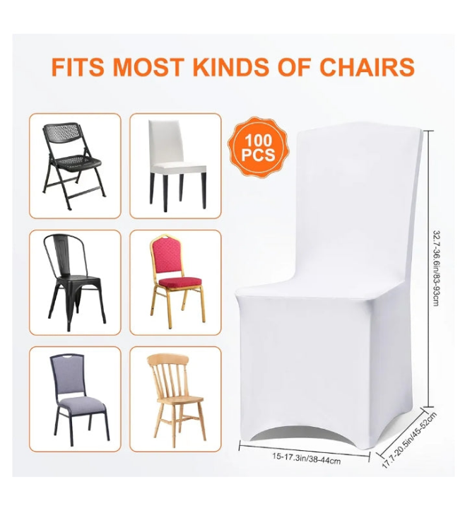 Chair Covers 100 Pack, Spandex Folding Chair Covers, Universal Stretch Washable Fitted Slipcovers for Wedding, Party, Celebration,