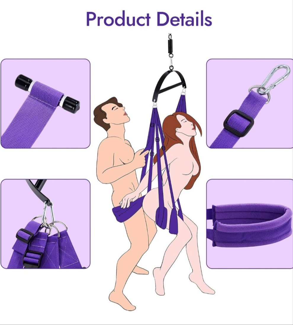 Sex Swing Couple Sex Toys - 2 in 1 Sex Position Love Sling for Door and for Hanging on The Ceiling with Thick Sponge Cushion and Adjustable Straps Adult Sex Games Holds up to 650 lbs