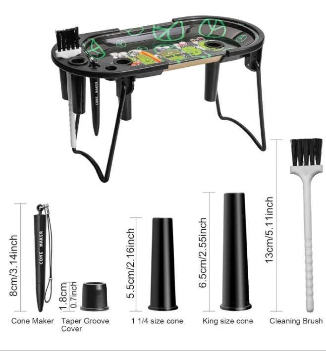 8.5x3.5 Inch Metal Rolling Tray Cone Loader for King Size&1 1/4 Size Pre Rolled Cone,Cone Pre Roll Machine Includes Foldable Stand Cone Filler,Filler Funnel & Packer-