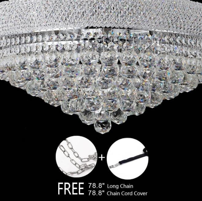 13-Lights Chrome Finish Classic Empire Style K9 Crystal Chandelier Ceiling Light for Living Room Foyer Dining Room Hallway Bedroom (24×31.5 inch) New Packaging Easy to Install