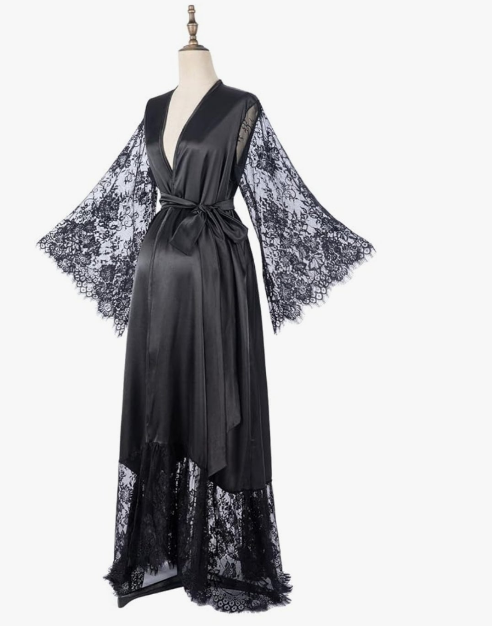Satin Robe Long Bridesmaid Wedding Bath Robe with belt Robe for Maternity Photoshoot Cocomoney