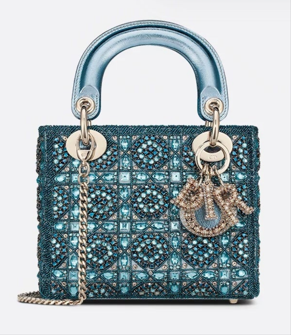 Mini Lady Dior Bag
Metallic Lambskin and Rose des Vents Satin Embroidered with Beads