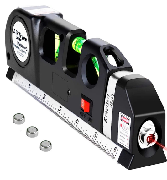 Laser Level Line Tool, Multipurpose Laser Level Kit Standard Cross Line Laser leveler Beam Tool with Metric Rulers 8ft/2.5M for Picture Hanging cabinets Tile Walls by AikTryee.