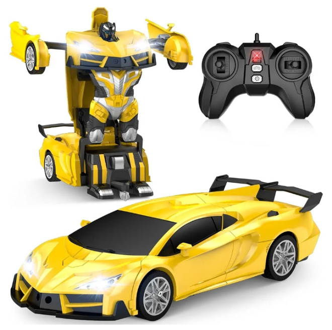 Remote Control Car，Transform Robot RC Cars with Cool LED Headlights, 2.4Ghz Toys Car with 360 Degree Rotation and One-Button Deformation, Christmas Birthday Gifts for Boys Girls(