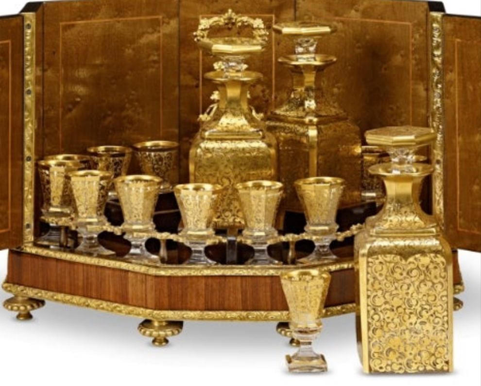 Baccarat Cave à Liqueur with Sèvres Porcelain