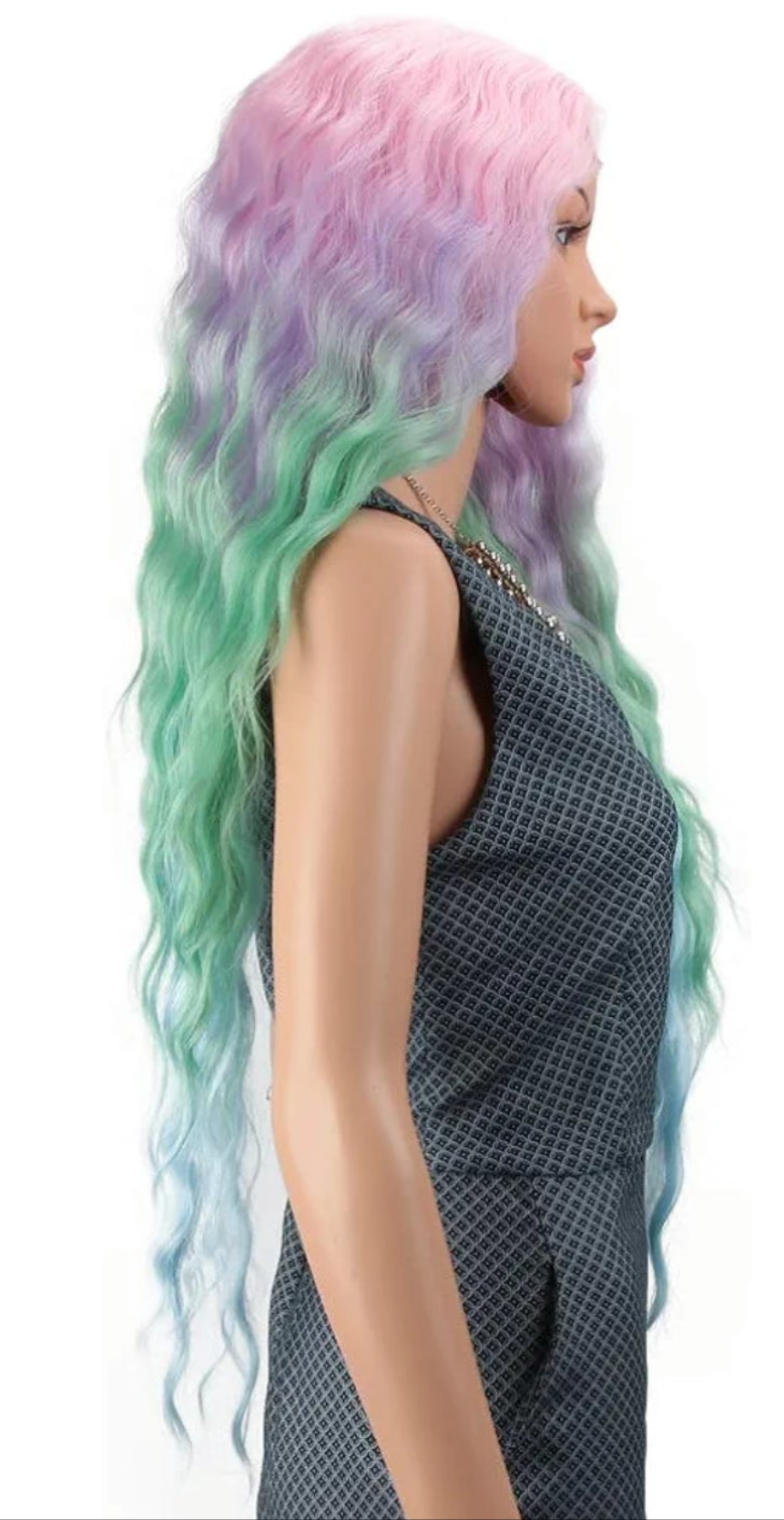 Lace Front Wigs 30'' Long Wavy Synthetic Wigs For Black Women 130% Density Ombre Rainbow Wigs with Baby Hair(