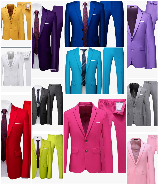 Men's Suit Slim Fit 2 Button 2 Piece Suits for Men Party Formal Dress Solid Tuxedo Blazer Jacket Pants Set