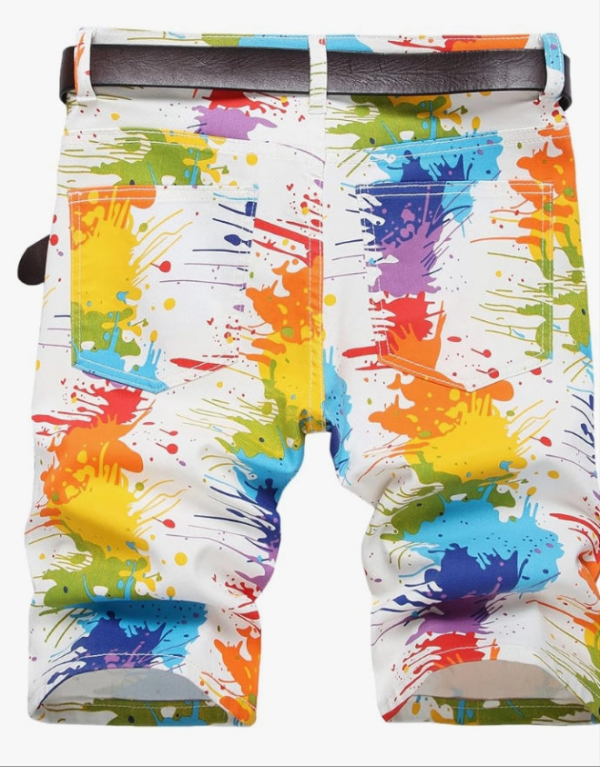 Men's Casual Printed Slim Fit Denim Shorts