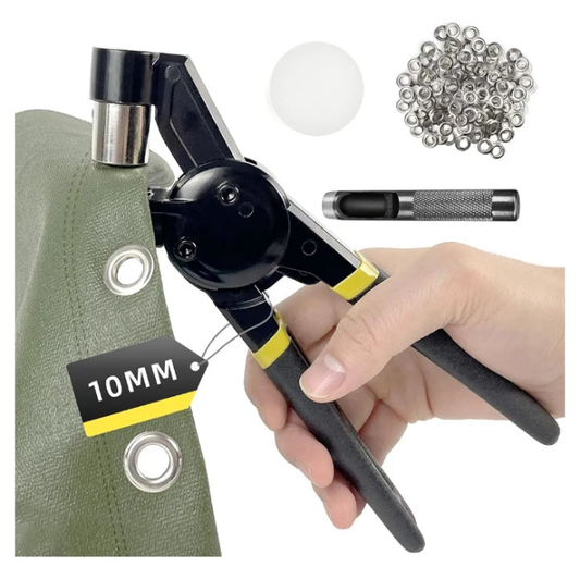 Grommet Tool Kit, 3/8 inch Handheld Eyelet Kit Manual Grommet Press Machine with 500 pcs 10 mm Grommets