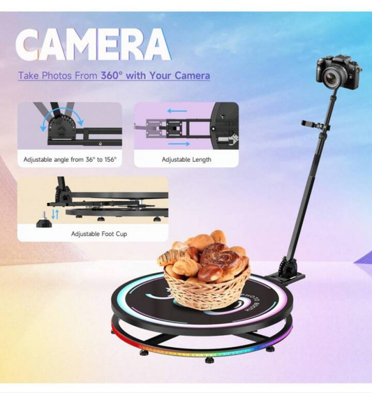 MWE 360 Photo Booth Machine For Parties With Flight Case,Extra Battery,Logo Customization,Software APP Remote Automatic 360 Spin Camera Booth