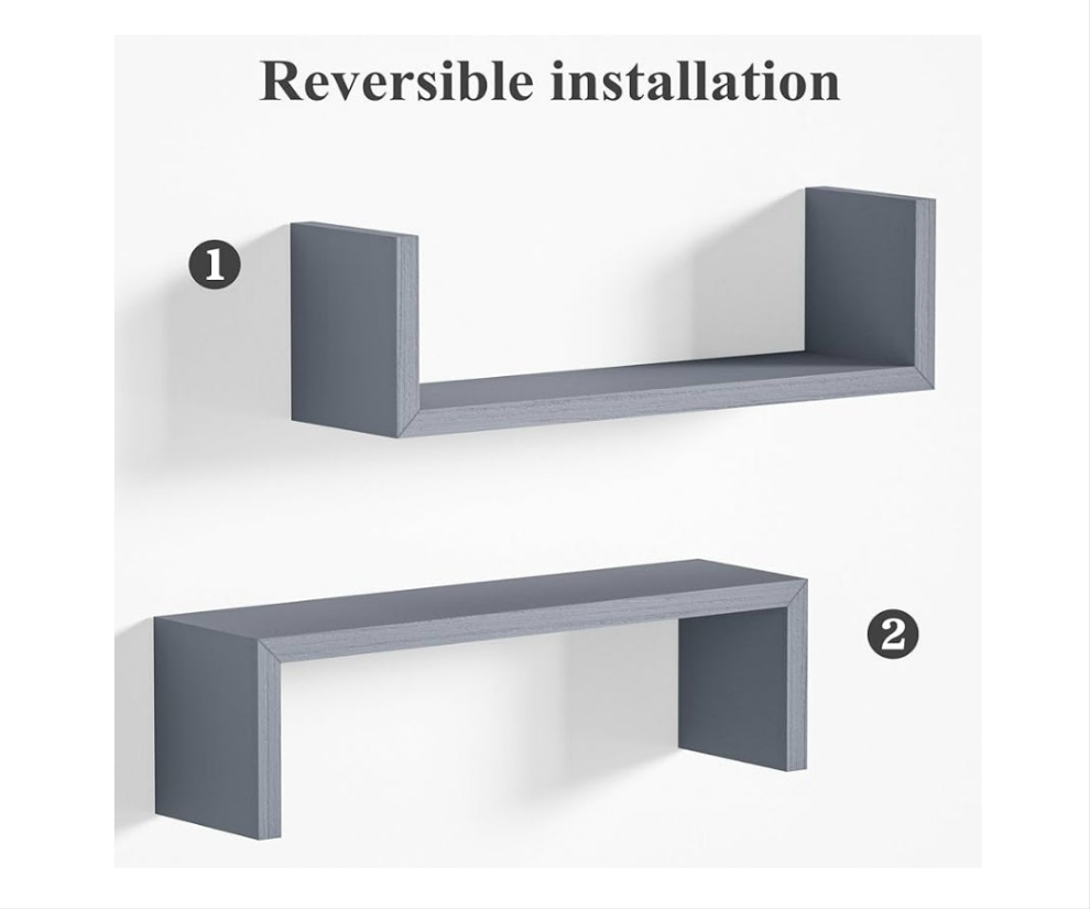 Floating Shelves, Wall Shelves for Bathroom, Bedroom, Living Room, Kitchen, Office, Wood Shelves for Wall Decor Set of 5