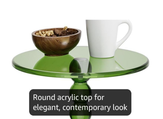 Acrylic Side Table, End Table Round Top with Solid Post for Living Room, Bedroom, Balcony, Easy Assembly (Pedestal