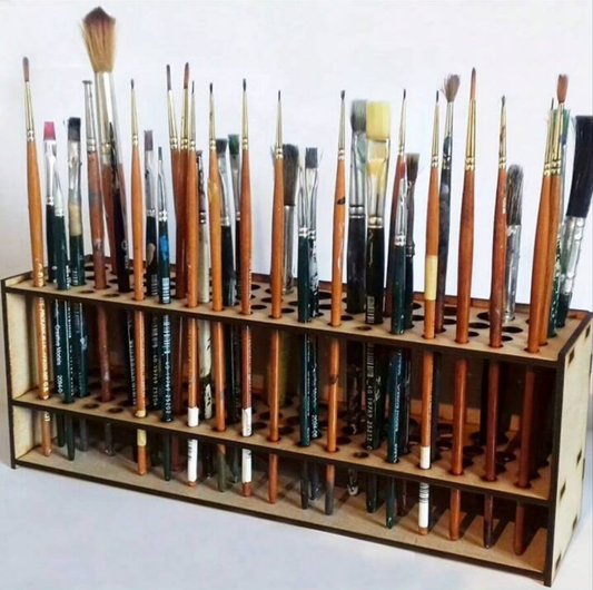 67-Slot Premium Wooden Brush Holder - Durable Artist Desk Organizer, Pencil & Paint Brushes Storage, Elegant Art & Craft Supplies Organizer