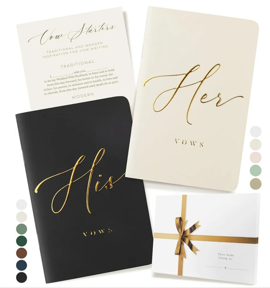 Wedding Vow Book for Her & Him, Soft Touch, Gold Foil Engraving, 28 Lined Pages, Wedding Vow Books His and Hers, Wedding Essentials, Wedding Registry Ideas, His and Hers Gifts