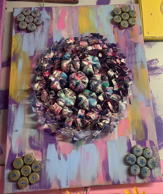 COCOMONEY ART POPPIE FLOWER 1 OF ONE CUSTOM PIECE