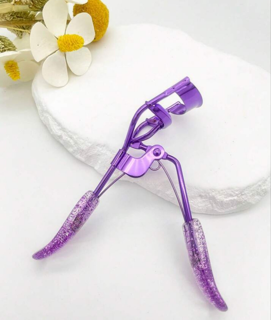 1pc Purple Sparkling Handle Eyelash Curler, Makeup Beauty Tool For Salon & Home Use, Effortless Lash Curling Without Damaging Lashes