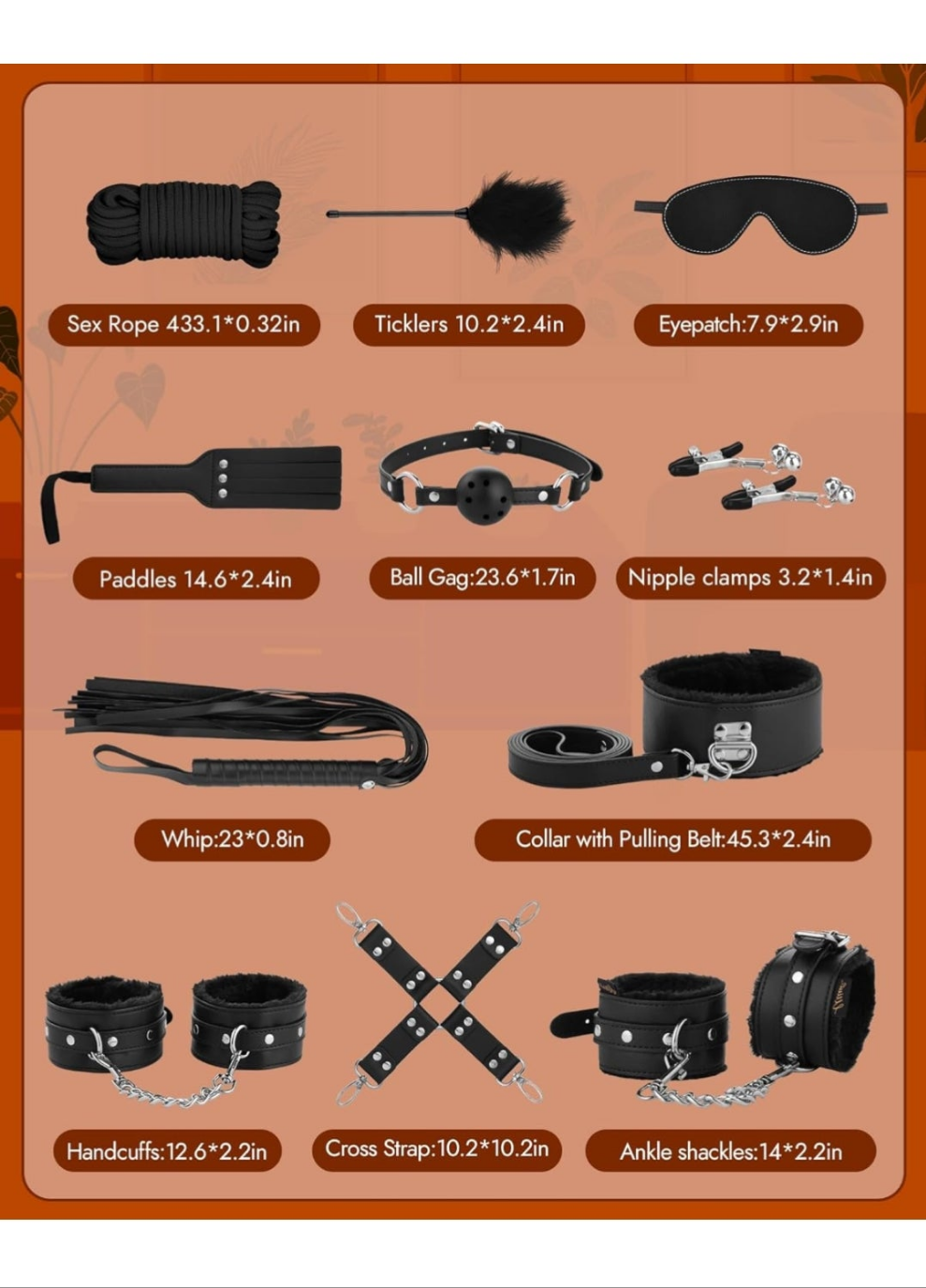 Bondage for Sex 11 Pcs BDSM Leather Bondage Sets Restraint Kits for Women and Couples