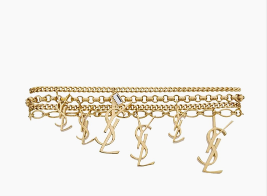 Saint Laurent Paris Multi Cassandre Bracelet in Metal and Rhinestone