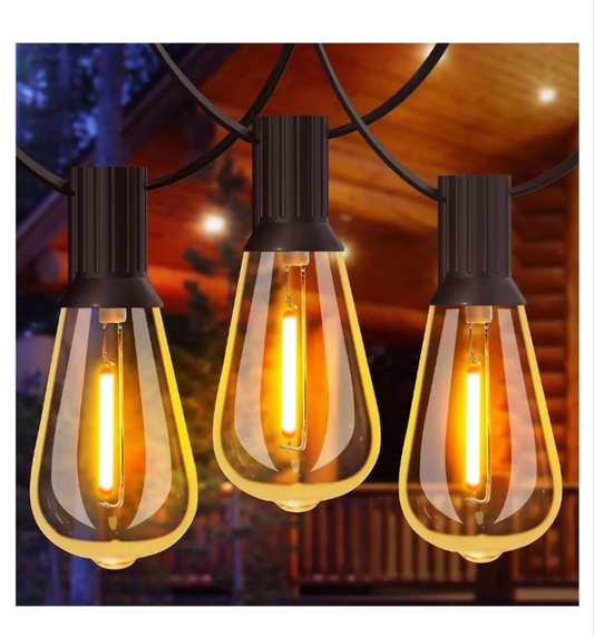 60FT LED Outdoor Patio Lights Waterproof with 30+2 Vintage Bulbs Shatterproof Energy Saving,2700K Hanging Edison String Lights Outside for Backyard,Bistro,Camping,Gazebo