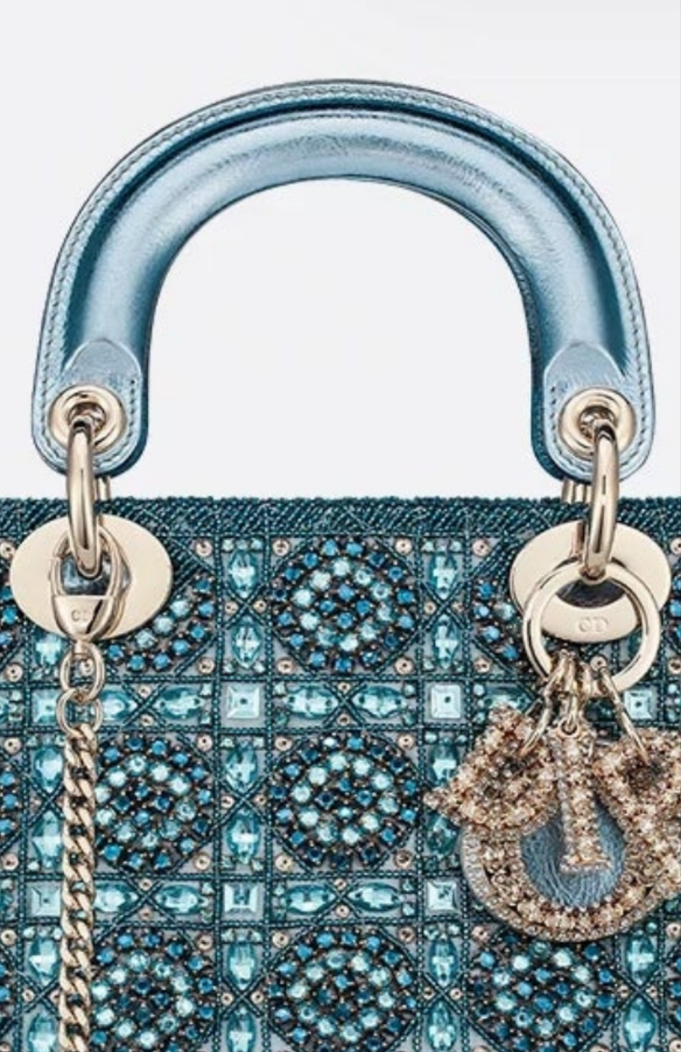Mini Lady Dior Bag
Metallic Lambskin and Rose des Vents Satin Embroidered with Beads