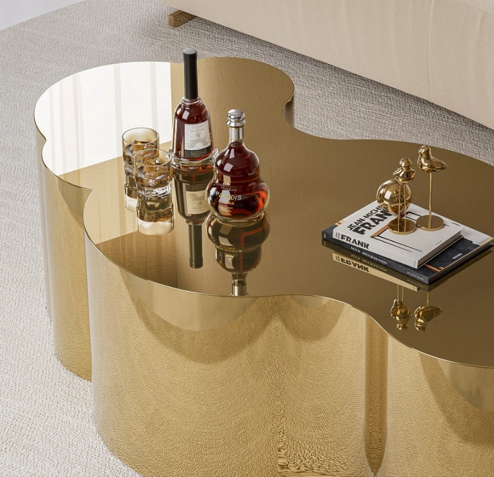 Gold Stainless Coffee Table, Small/Large Cloud Fashion Design