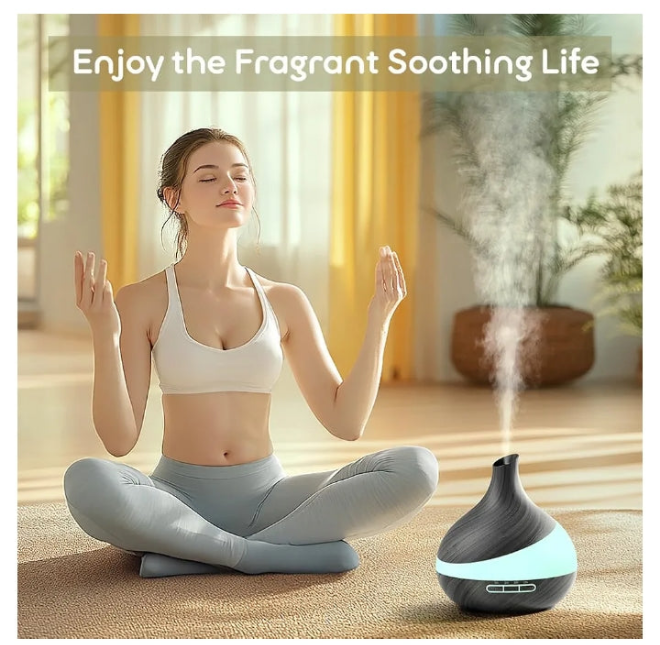 500 ML Essential Oil Diffuser, Upgrade Aroma Diffuser for Large Room, Aromatherapy Diffuser Humidifier with Remote Control 14 Color Lights 4 Timer Setting Auto Shut-Off