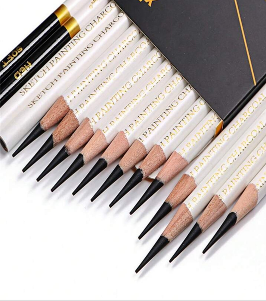 Sketch Charcoal Pencil Set, Drawing Pencils With Soft/Hard Black Charcoal, Exclusive Sketch Art Supplies Back To School wood