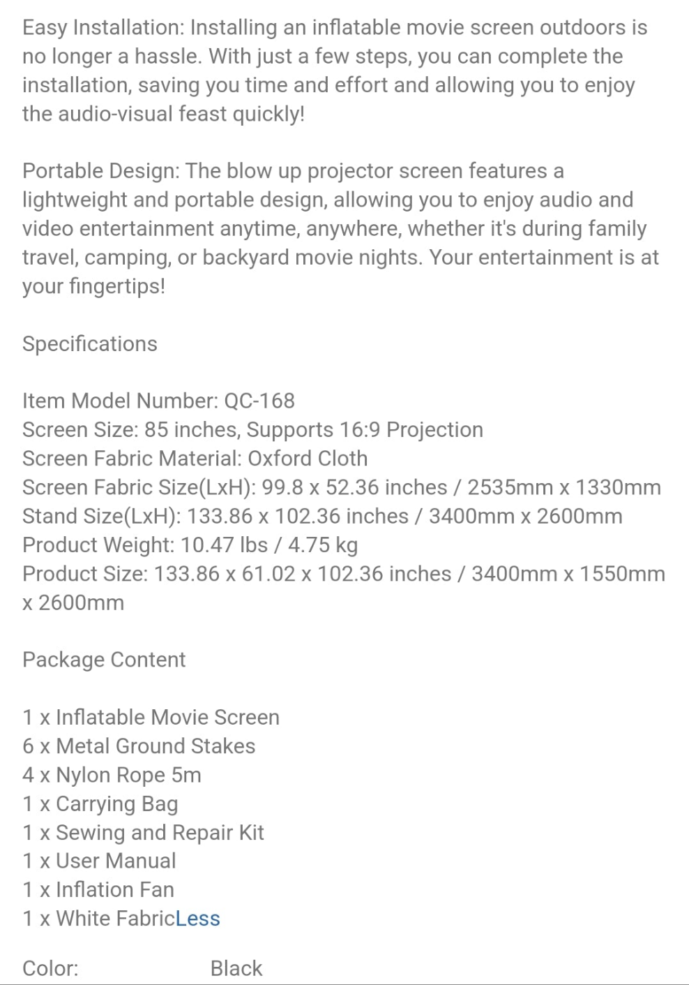 VEVOR Inflatable Movie Screen, 14 FT Inflatable Projector Screen For Outside With Blower And Carrying Bag, Front/Rear Projection, Oxford Fabric Blow Up Screen For Outdoor Parties Backyard Movie Night