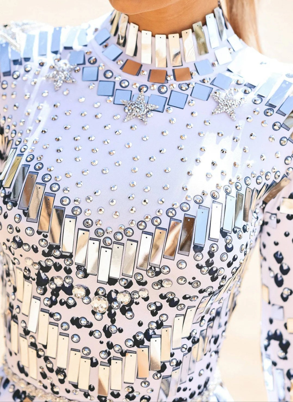Sequin Rhinestone Dress White And Silver COCOMONEY