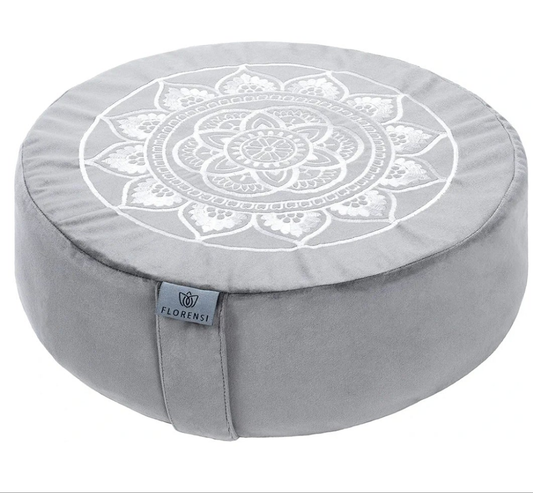 Meditation Cushion - Comfortable Floor Pillow - Traditional Tibetan Meditation Pillow with Beautiful Velvet Cover - Large Floor Cushion Seating for Adults - Premium Yoga Buckwheat Bolster
