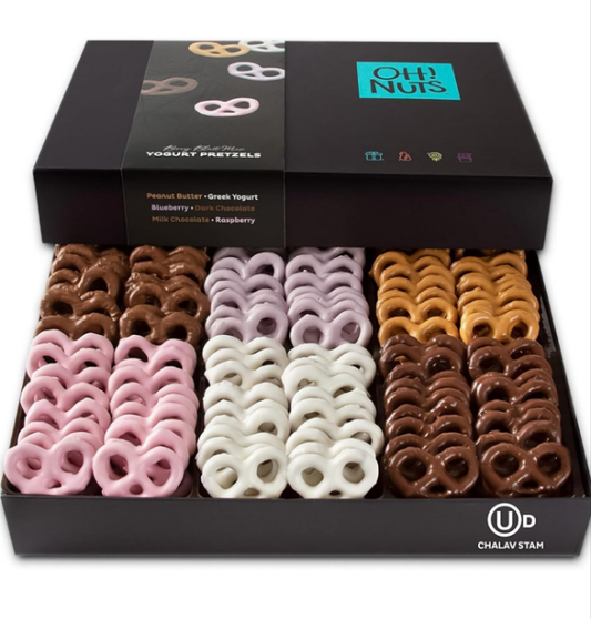 Chocolate Covered Pretzels Gift baskets, 100 + Mini Pretzels of 6 Assorted Flavors | Yogurt, Milk & Dark Chocolate for Birthday, Anniversary, Corporate Tray, Men & Women