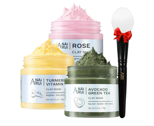 Turmeric Vitamin C Clay Mask -Rose Facial Mask -Avocado Green Tea Mud Mask,Facial Mask Skincare for Deep Cleansing,Purify Pores, SPA Mask Set, Facial Mask Set Gifts Set 2.5 oz each