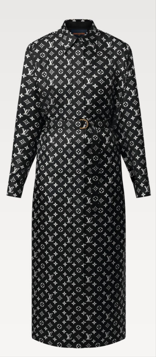 Louis Vuitton 
Monogram Silk Shirt Dress