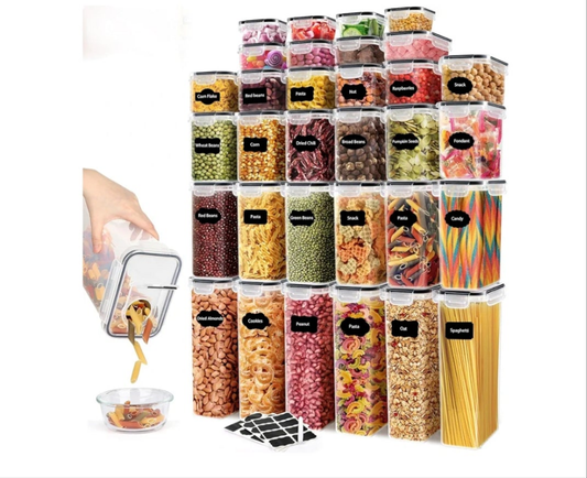 68 PCS Airtight Food Storage Containers With Lids BPA Free,6 Pack With Pouring Spout Cereal Containers Storage for Kitchen Pantry Organization and Storage,Dishwasher safe,Labels Marker