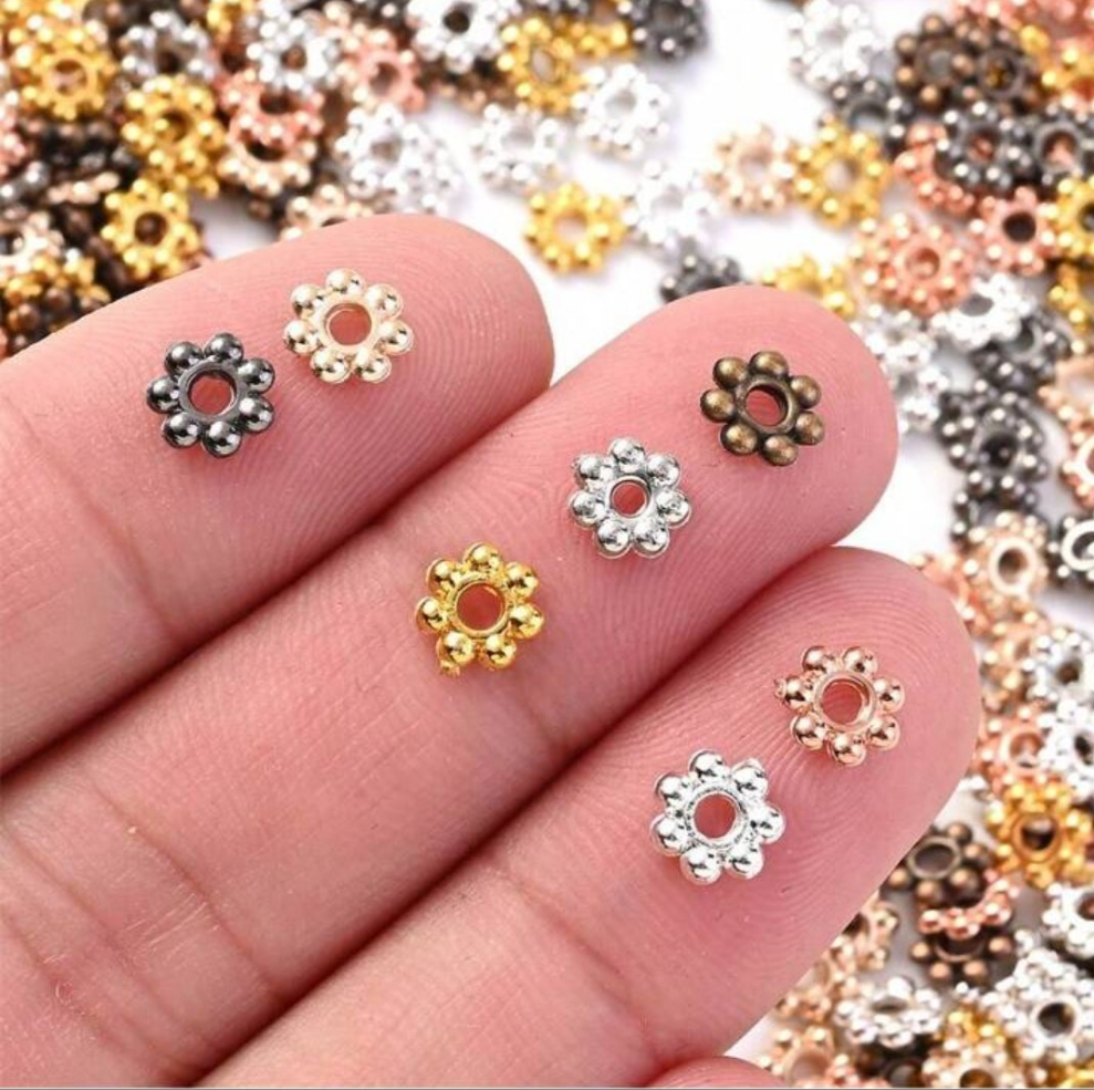 200pcs/Set 6mm Flower Spacer Bead Golden CCB Snowflake Loose Spacer Beads For Jewelry Making DIY Bracelet Supplies material pmma