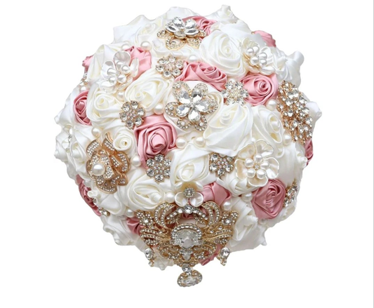 Handmade Rose Foral Rhinestone Pendant Pearl Decor Bridal Bouquet Luxury Gold Rhinestone Artificial Flowers Bouquet for WeddingHandmade Rose Foral Rhinestone Pendant Pearl Decor Bridal Bouquet Luxury Gold Rhinestone Artificial Flowers Bouquet for Wedding