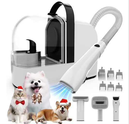 Dog Grooming Vacuum, Dog Grooming Kit with Pet Clippers, 12,000P a Pet Hair Grooming Vacuum for Dogs, Vacuum Brush for Shedding Grooming, Low Noise Home Cleaning Tool in 1,
