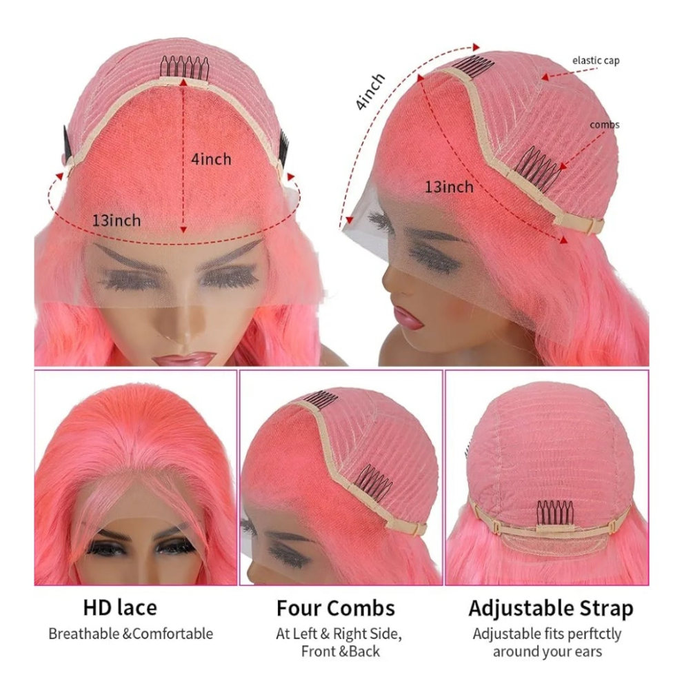 COCOMONEY Lace Front Wigs Human hair Pink Wigs Human Hair Body Curly Human Hair Wig For Women Body Wave Lace Frontal Wigs Human Hair 200% Density HD Transparent Pre Plucked 26 inch