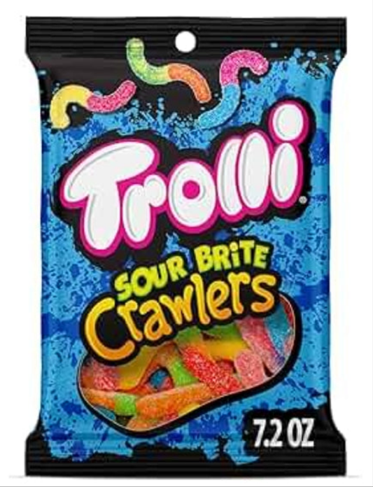 Trolli Sour Brite Crawlers, Candy, Sweet and Sour, Gummy Worms, 7.2 oz